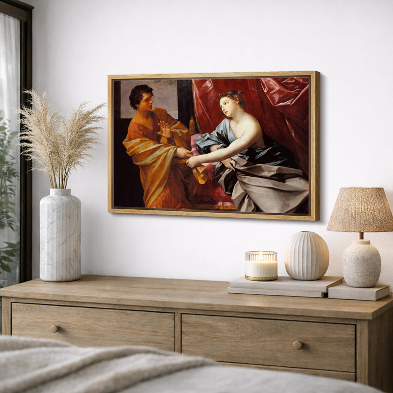 «Baroque Biblical Encounter», reproduction d'art sur toile encadrée, H 16 po x l 24 po, Cadre flottant naturel