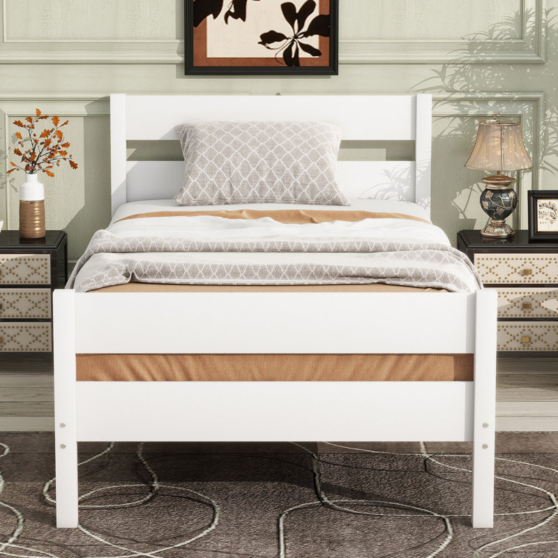Twin Bed With Headboard And Footboard, White