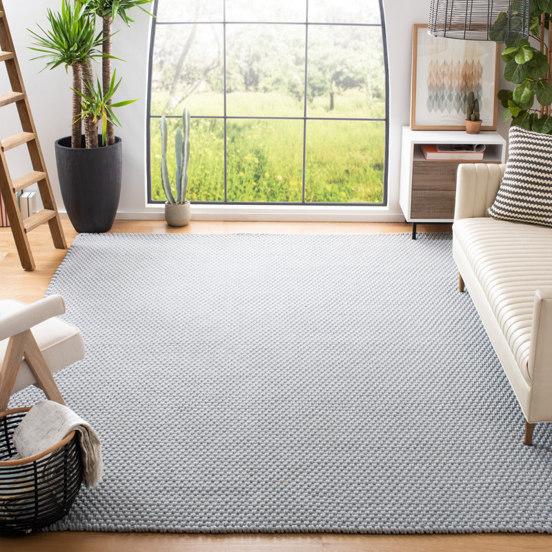 Tapis gris en coton tissé à plat à la main Anya-Louise, Rectangle 9 pi x 12 pi