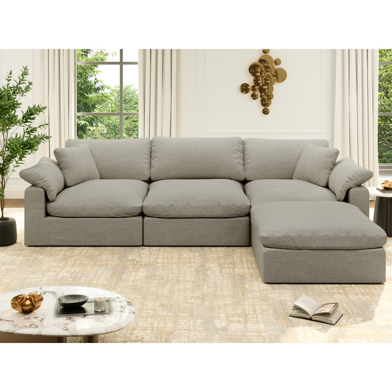 Canapé-lit modulaire Rawls, H 25,2 po x l 110,8 po x P 71,5 po, 4, Gris clair
