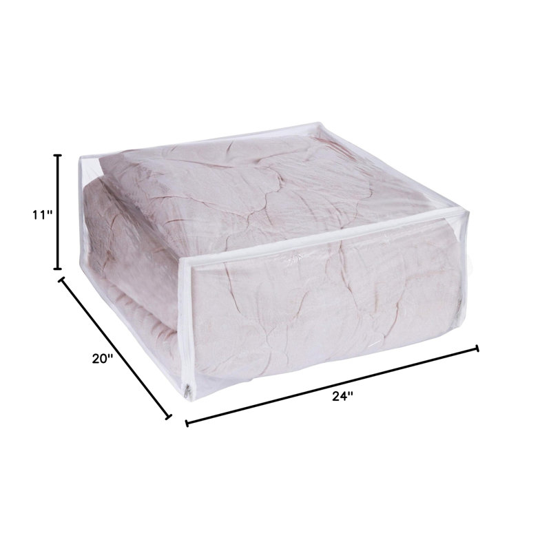 Set Of 2 Zippered Vinyl Storage Bag, 24X20x11 Inch, Clothes Bag Organizer, Space Saver PVC Comforter Clear Storage Bags For Blanket