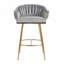 Ensemble de 2 tabourets de bar 26 po à hauteur de comptoir, tabouret de bar en velours pour îlot de cuisine avec dossier ondulé à la main, base chromée dorée et repose-pieds (GRIS)-23300469