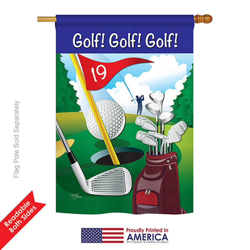 Golf Themed Multicolor Polyester Vertical Garden Flag, 28" x 40"