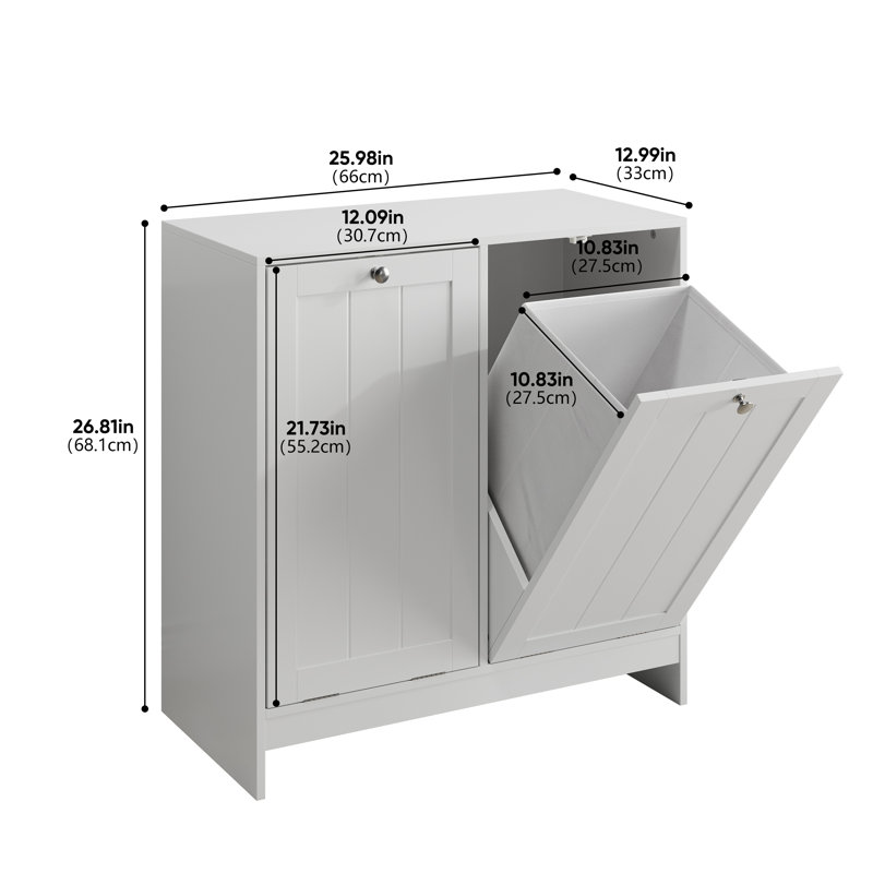  Armoire à paniers à linge moderne avec rangement ouvert et tablette ouverte pour salle de bain, blanc