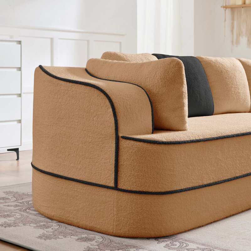 Canapé 32D Boneless Teddy Fluffy Comfy, Orienté à droite, Camel