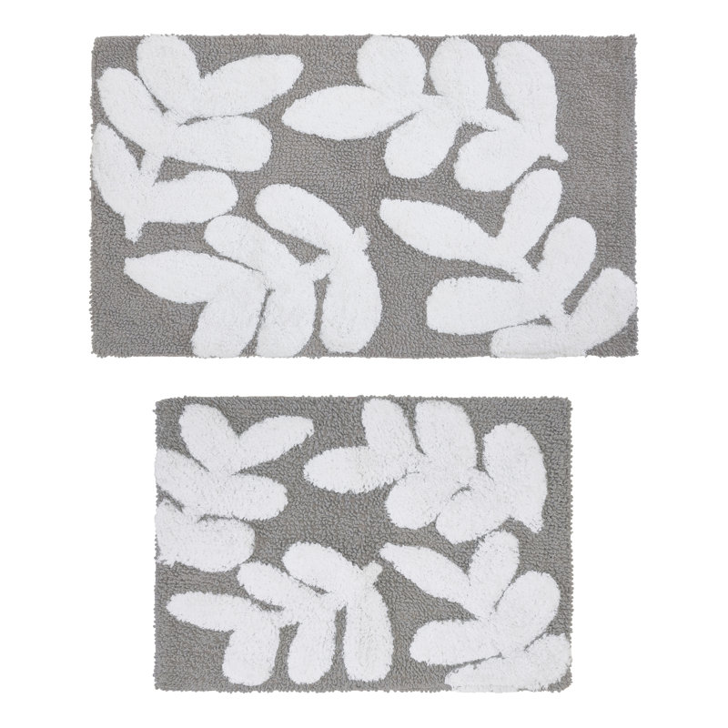 Tapis pour salle de bain en mélange de coton Riky, Chrome