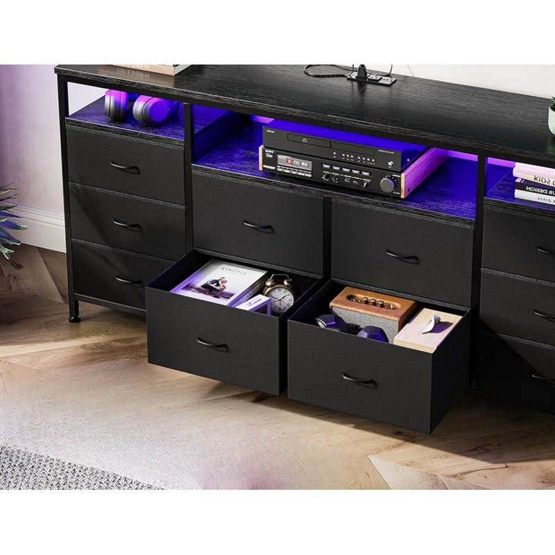 Wrought Studio Black 10 Drawer TV Stand for 65-75 inch TVS
