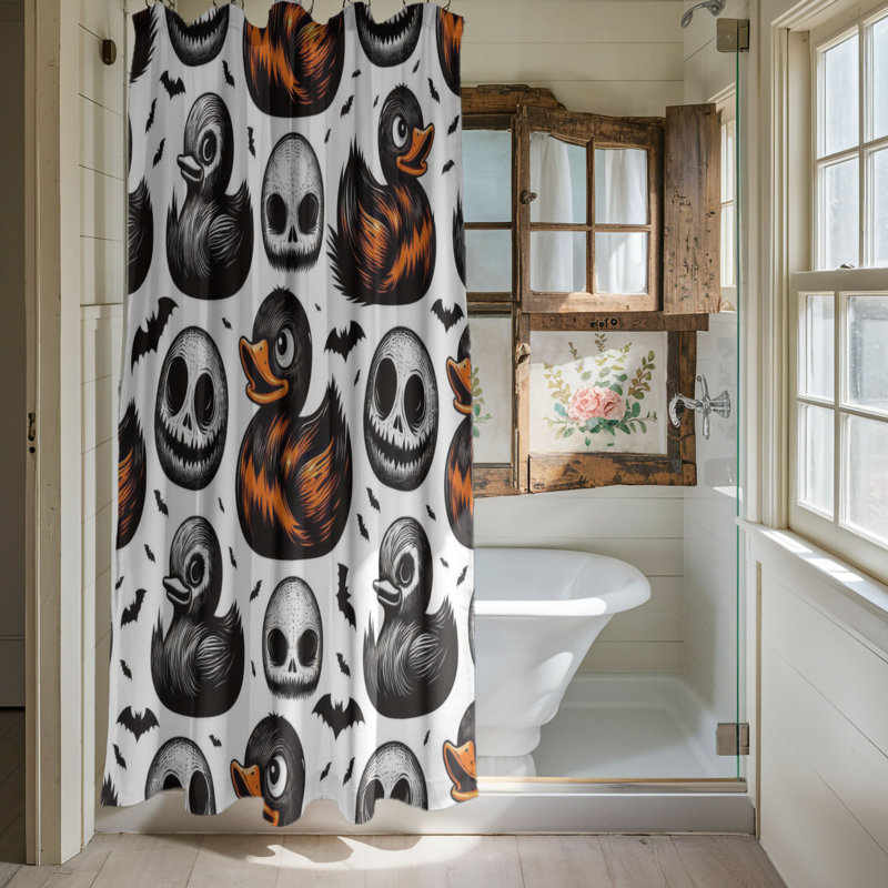 Duck-O-Ween - Rideau de douche standard 1 pièce, H 74 po x l 71 po