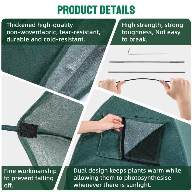 Green Non-Woven Fabric Outdoor Plant Covers with Poles and Stakes