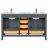 Anvay 60 in. Double Sinks Freestanding Bathroom Vanity in Charcoal Gray with Carrara Marble Top-406671024-408697619