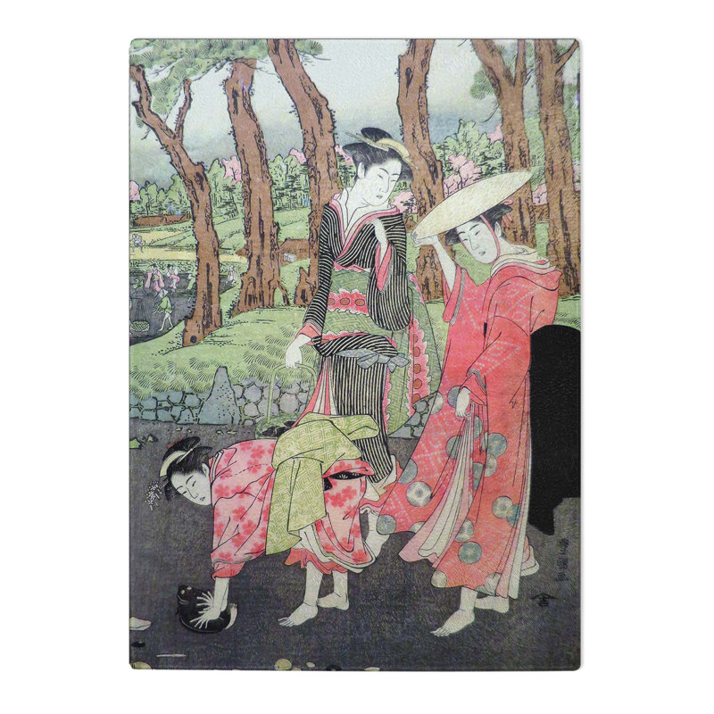 Tempered Glass Gathering Shells by Utagawa Toyokuni Chopping Board, 28.5cm W x 20cm L