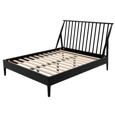 Solid Bamboo Wood  Platform Bed with Tall Headboard