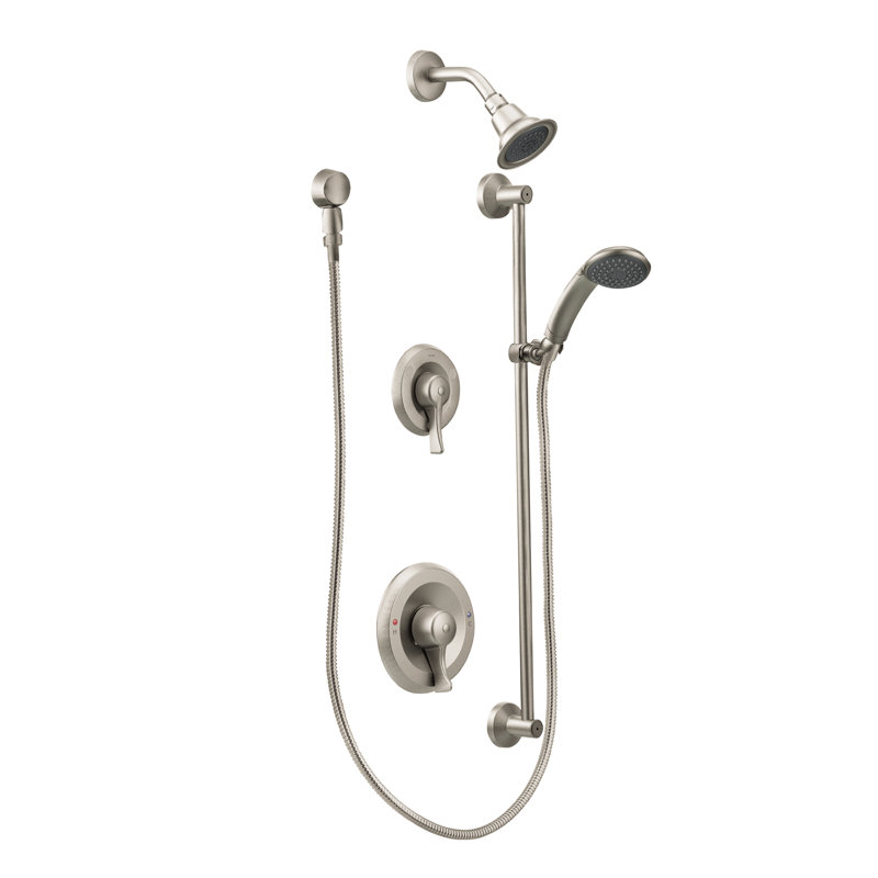 Garniture de douche et de douche à main à pression équilibrée M-Dura Posi-Temp Moen, valve requise, Nickel brossé classique