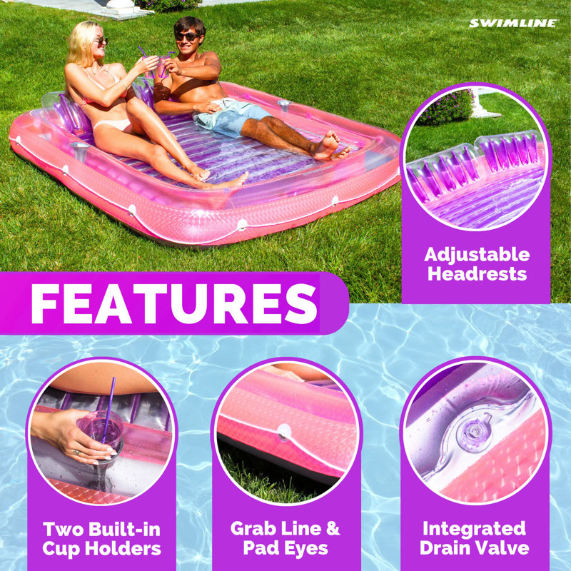 XL Pink and Purple Inflatable Suntan Tub Lounger