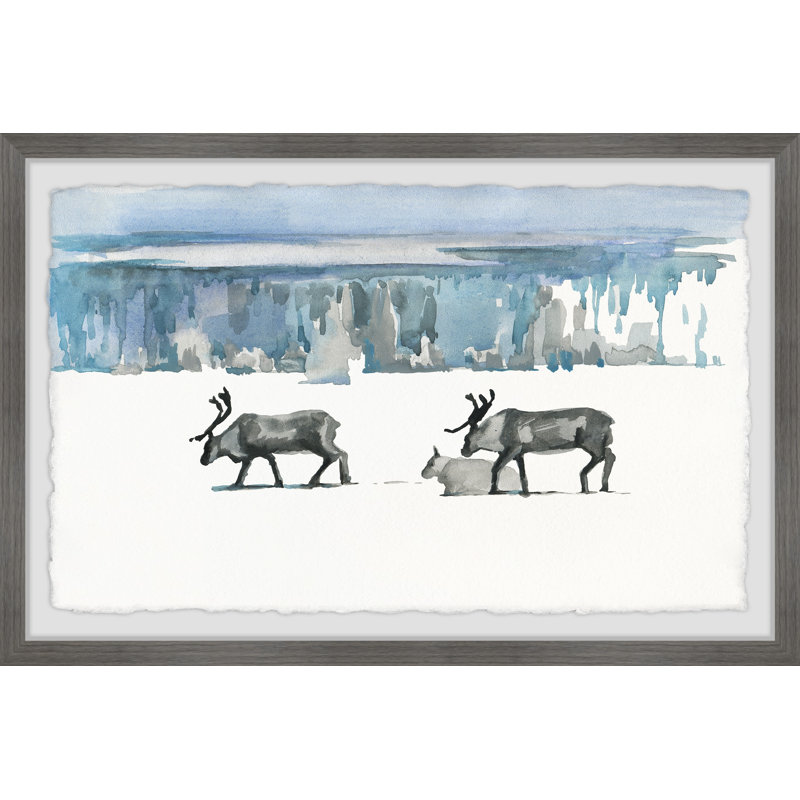 «Caribou Trek», reproduction encadrée, H 20 po x l 30 po x P 1,5 po