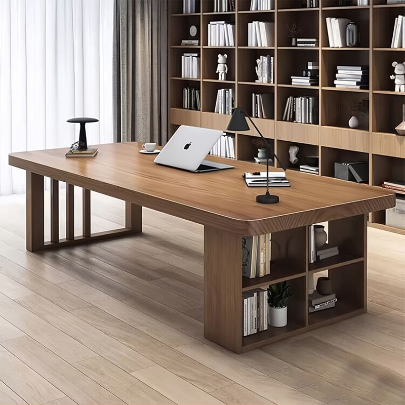 Bureau de direction rectangulaire en bois massif noyer, H 29,53 po x l 62,99 po x P 35,43 po