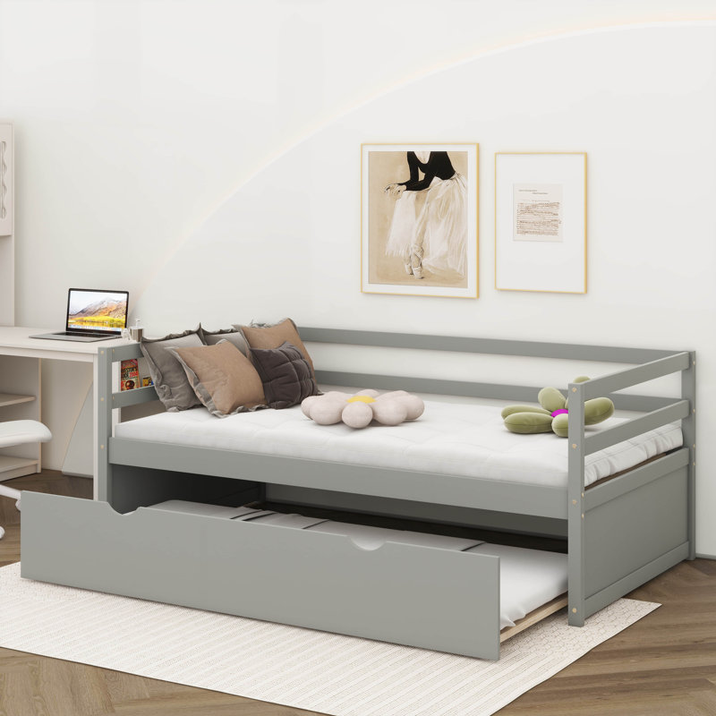 Ensemble de lit de jour avec lit gigogne simple, Gris