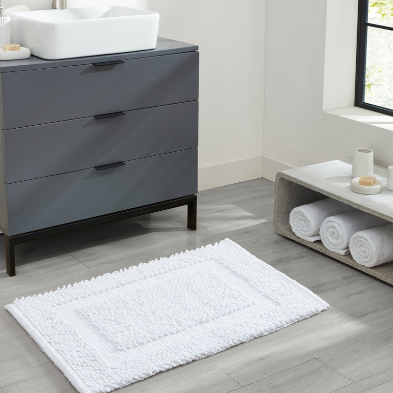Payten Classic Cotton Bath Mat, Single - 17"W x 24"L, White