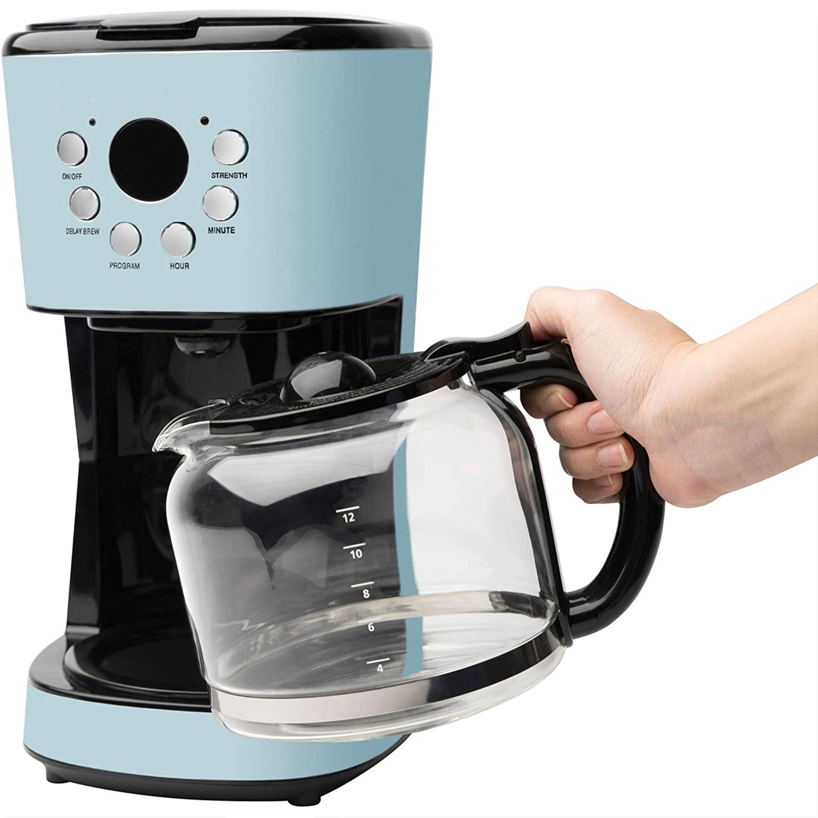 Haden 12-Cup Programmable Drip Coffee Maker, Turquoise Blue