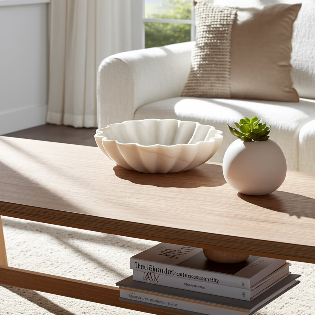 Sagebrook Home Calvin Elegant Marble 12"D White Shell Shaped Bowl  Luxurious Centerpiece for Stylish Homes, Single Piece, Decorative Bowl Subcategory