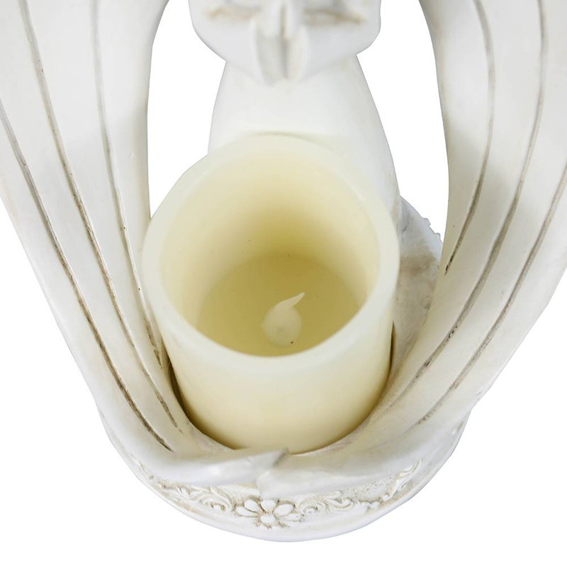 6.4'' H Resin Tabletop Candlestick with Candle Included, Beige