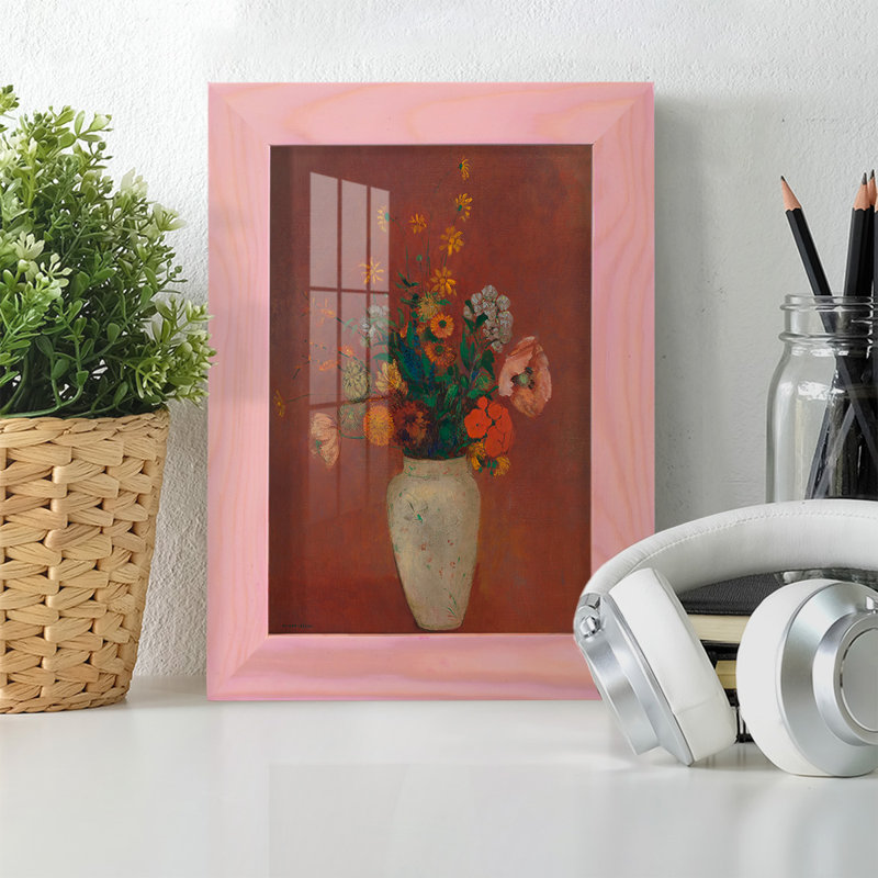 Bouquet dans un vase chinois, toile de qualité supérieure, prête à être accrochée, L 4 po x H 6 po x P 1 po