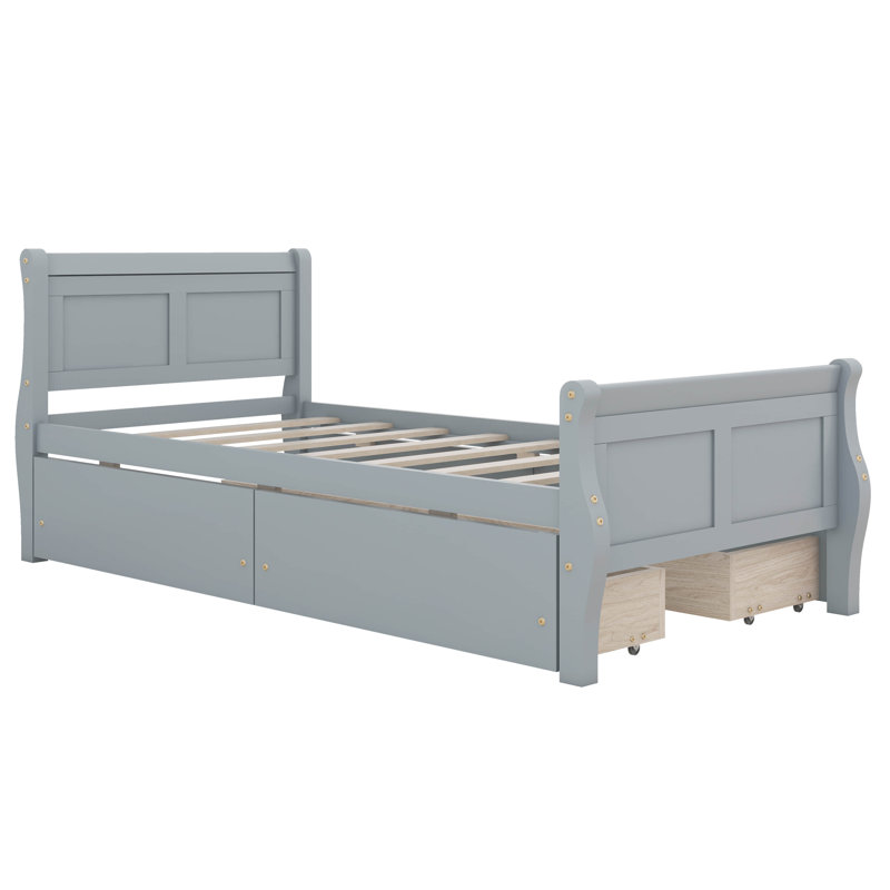 Lit plateforme avec rangement Dywane, gris