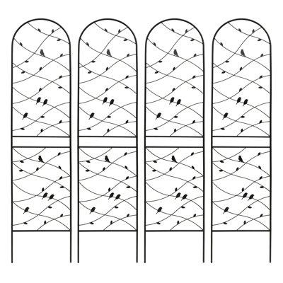 2 Pack Metal Garden Trellis 19.7" Rustproof Trellis For Climbing Plants Outdoor Flower Support Black