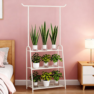 3-Tier Metal Plant Stand For Indoor And Outdoor Use, Corner Flower Ladder Shelf For Maximizing Vertical Space In Living Room, Balcony, Garden, Patio