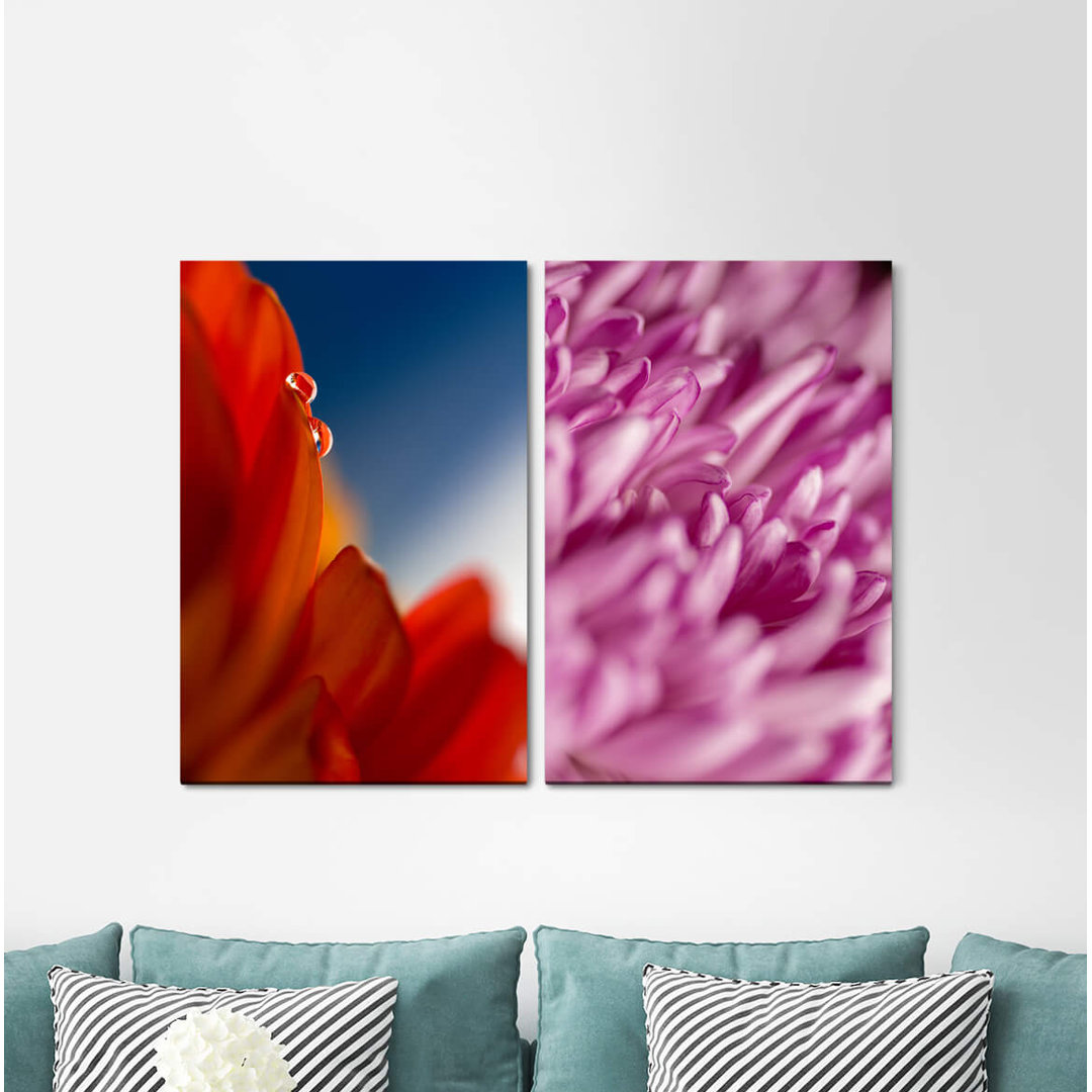 2-tlg. Leinwandbilder-Set - Grafikdruck „Blossoms Summer Flowers Soft”