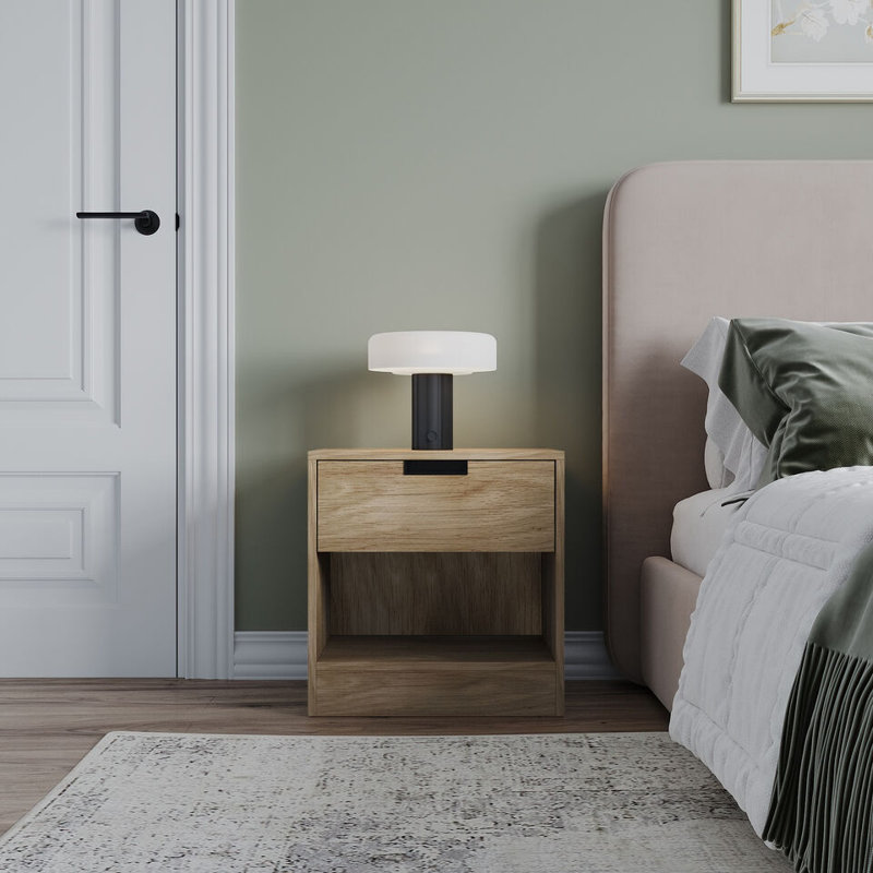 Skylir 45cm W Metal Bedside Table, Natural
