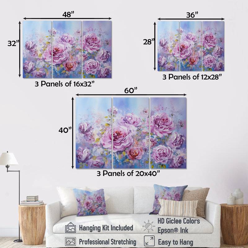 «Mauve mauve», ensemble d'art sur toile, Toile tendue, H 40 po x l 60 po x P 1 po