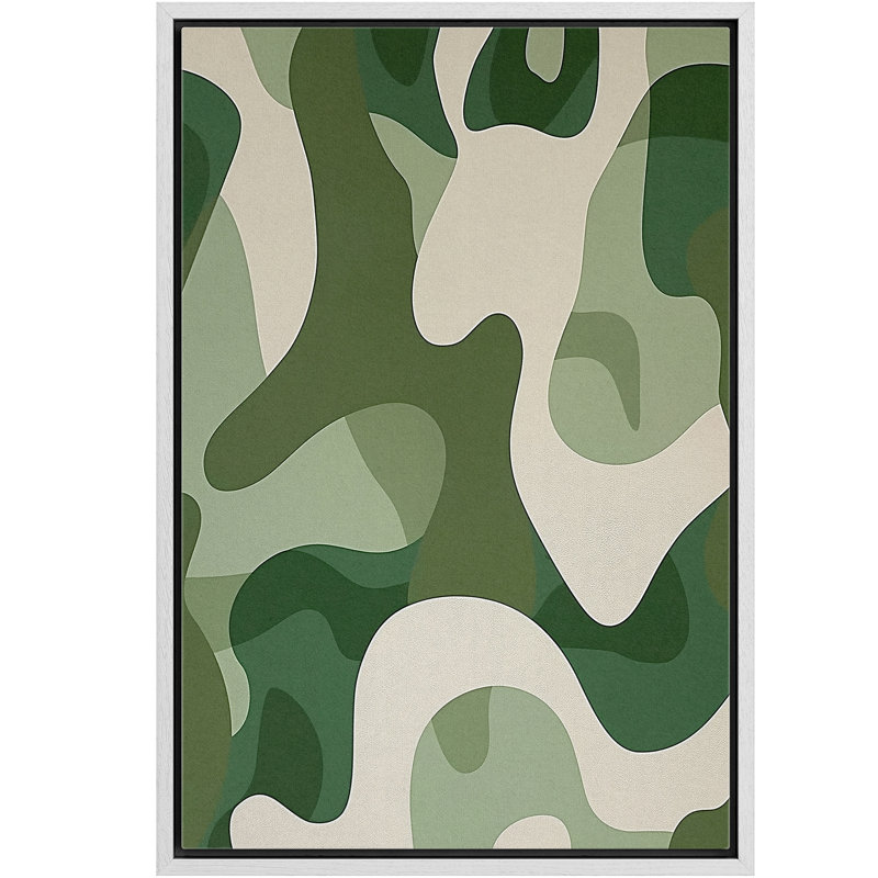 Abstrait, impression sur toile encadrée de chambre à coucher encadrée vert clair et vert foncé, H 24 po x l 16 po, Blanc