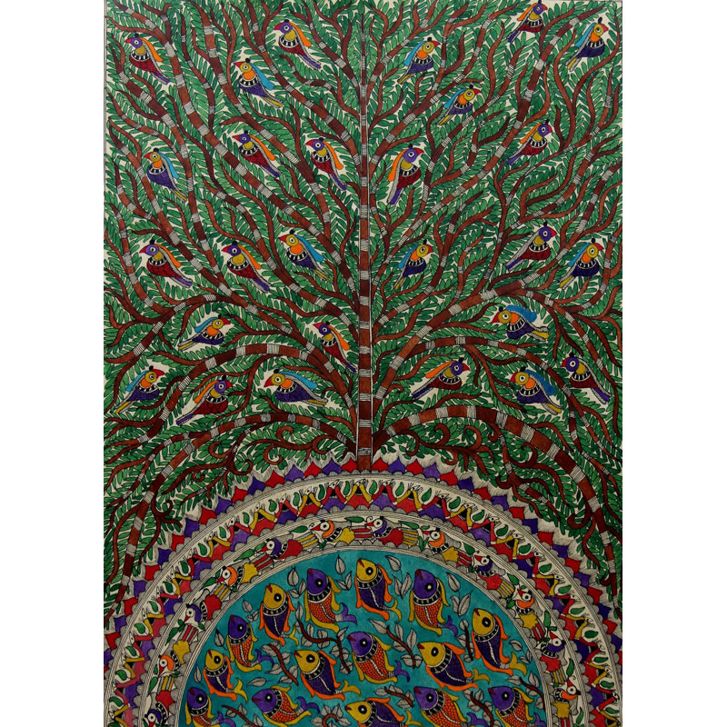 Suspension murale en laine pacifique madhubani painting