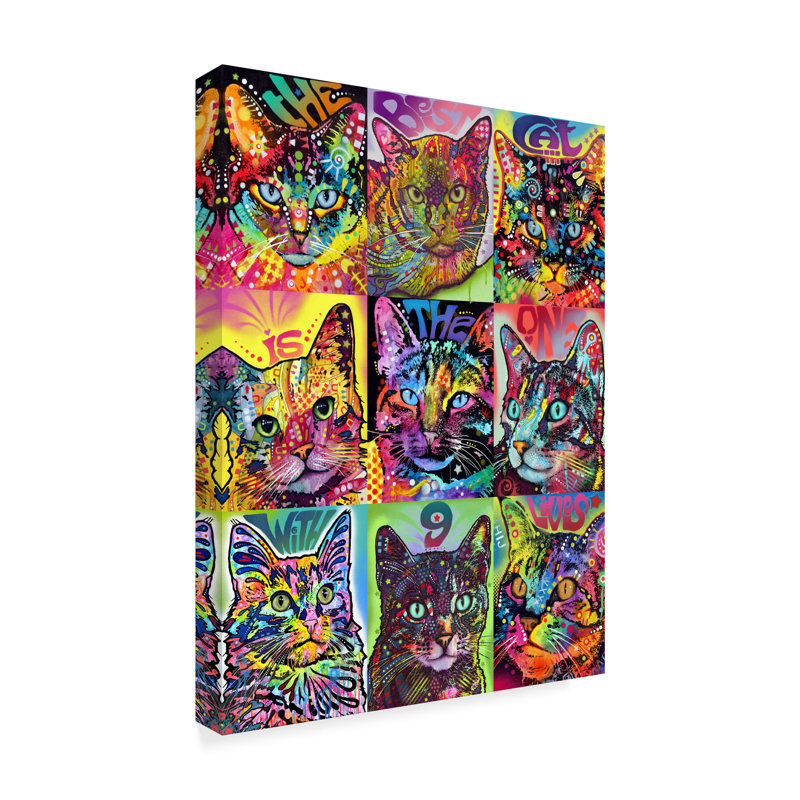 Colorful Psychedelic Cat Portrait Gallery-Wrapped Canvas Art