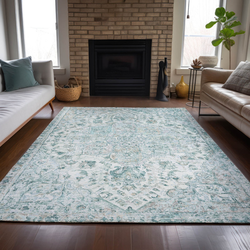 Tapis intérieur / extérieur lavable à la machine Jocelyn ACN2138 Global, Rectangle 9 pi x 12 pi