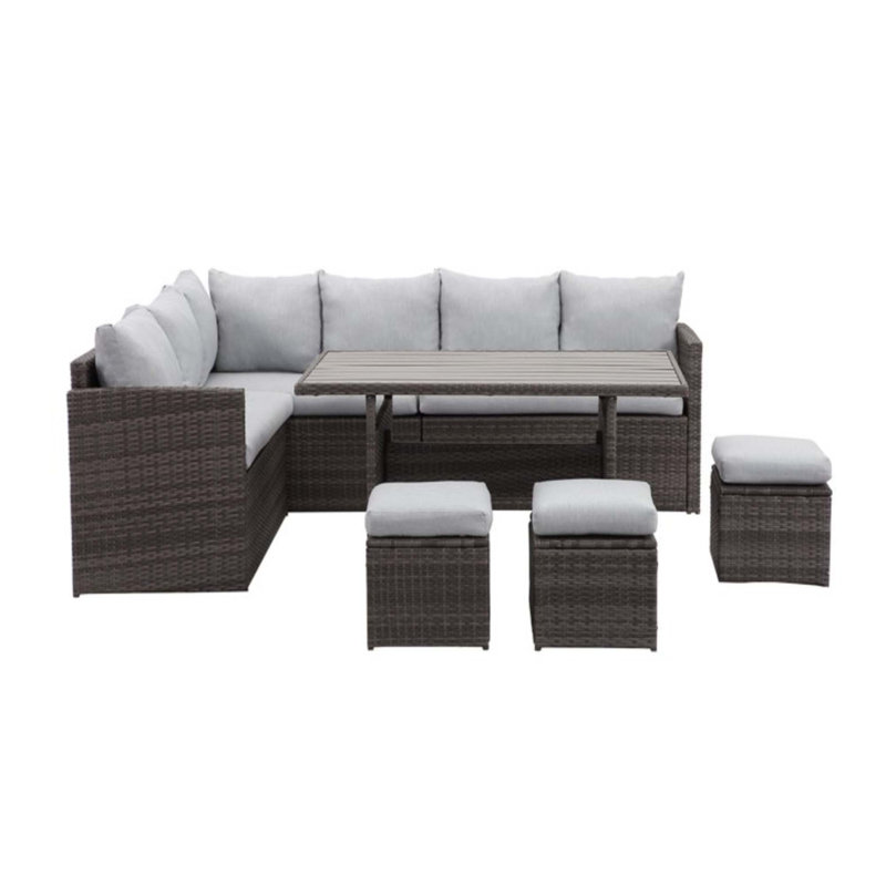 Ensemble modulaire en osier de qualité supérieure avec table de salle à manger