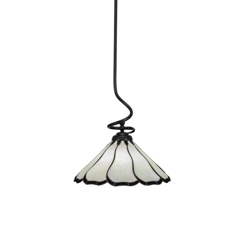 Luminaire suspendu Capri, fini noir mat, avec perle de 16 po et verre d'art Black Flair