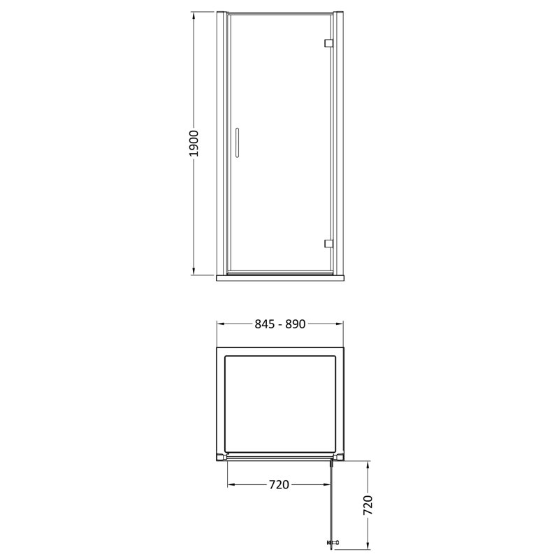 nuie Lucie 900mm Matt Black Hinged Shower Door