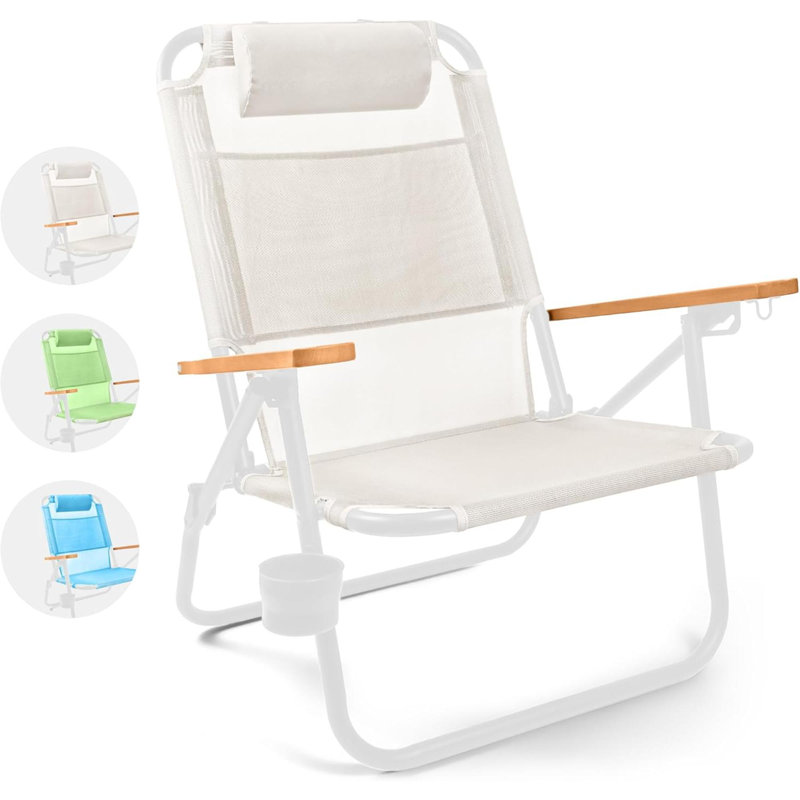 Chaise de plage Adheesh, Gris, Blanc