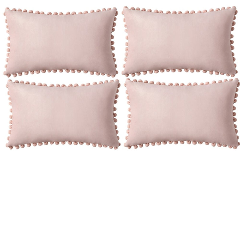 Velvet Throw Pillow Cover, Pink, Pillow Cover Only - No Insert, 14" x 20"