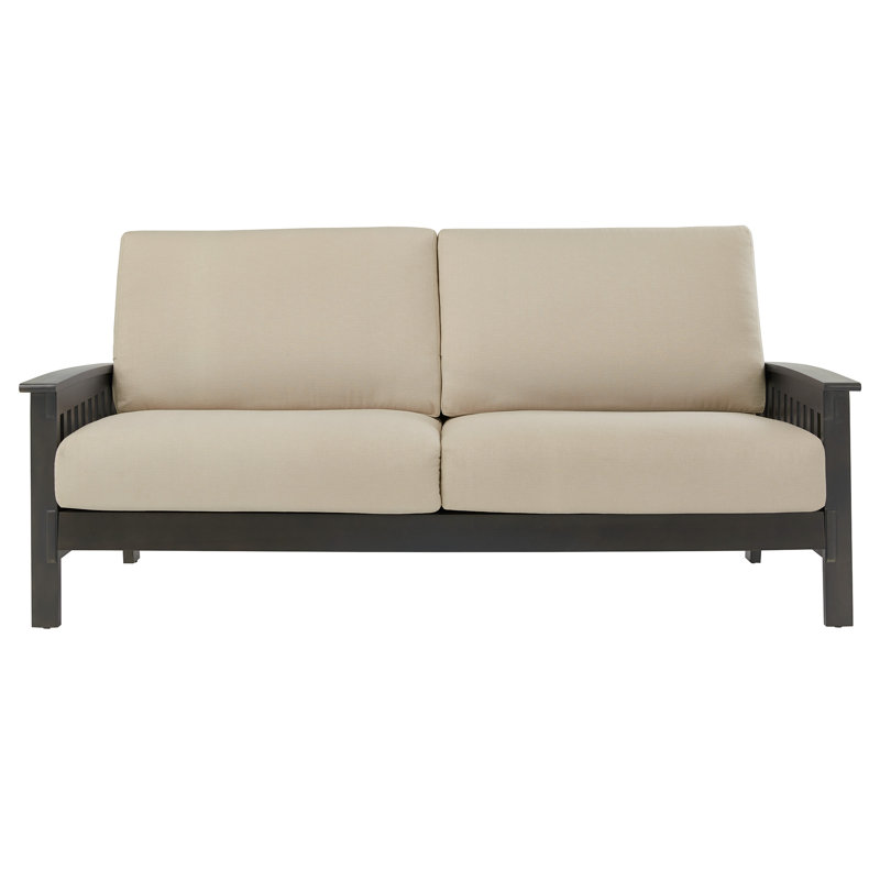Encinal Square Arm Loveseat, Beige Linen, Gray, 34" H x 76" W x 34" D