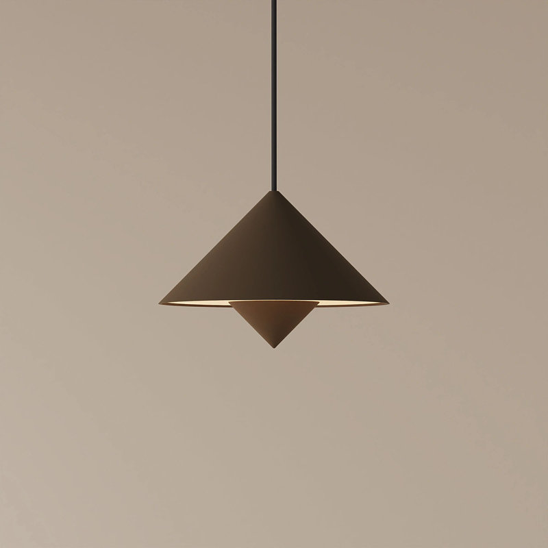 Jai Pendant Light, Walnut, 14'' H x 9.84'' W x 9.84'' D, Black