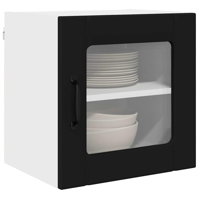 Vidaxl Kitchen Cabinet With Shelf High Gloss White 40 X 31 X 40 Cm, Black