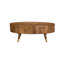 Table basse ovale en bois avec pieds en fer, L 39 po x l 24 po, bois de manguier et métal, brun
