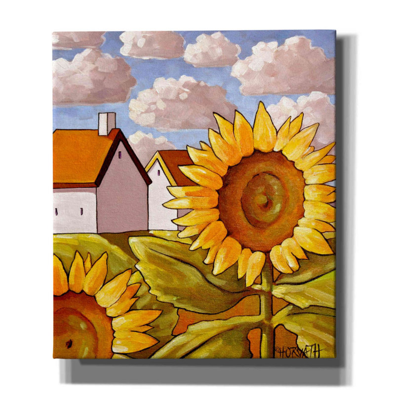 «August Grove» «Sunflower & Cottage Scenic View» par Cathy Horvath-Buchanan, art mural sur toile