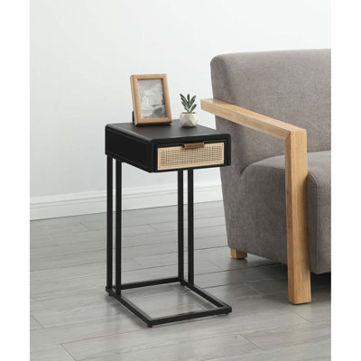 Table d'appoint compacte en forme de C avec tiroir de rangement