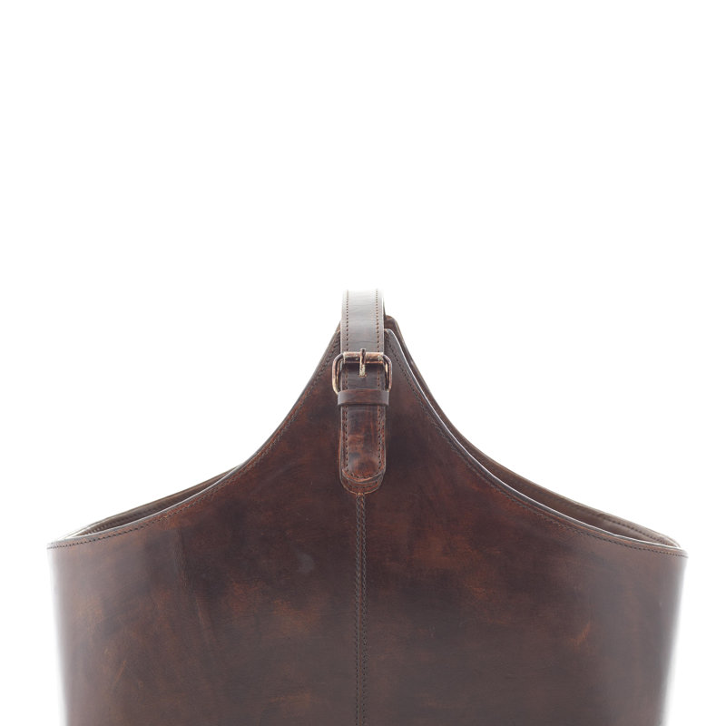 Alline Leather Free Standing Magazine Rack, Brown