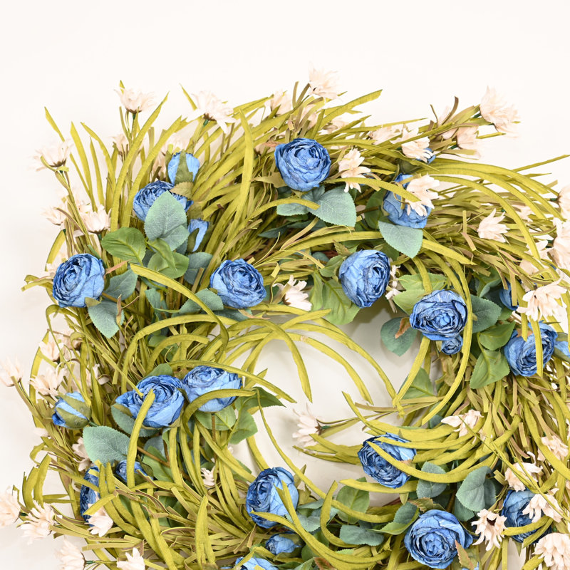 Grande couronne de fleurs artificielles 26 po