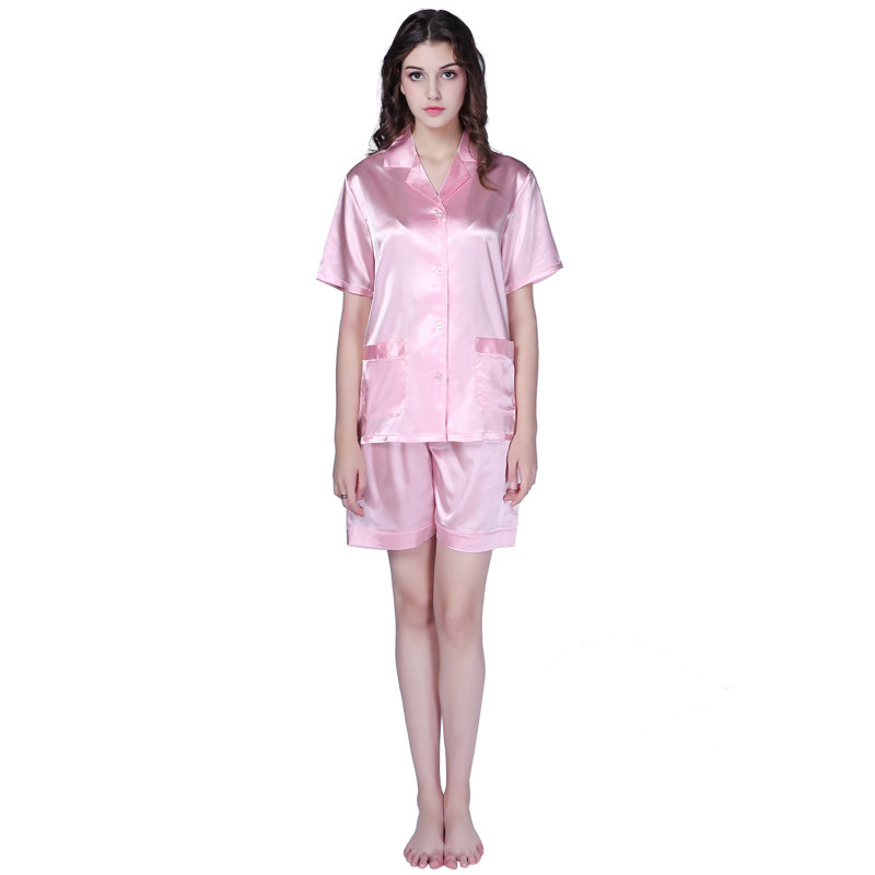 Ensemble de pyjama en satin à droite pour femme Mesdames été, L, Rose